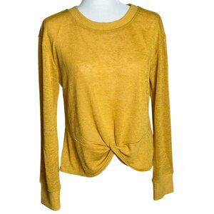 NWT Sanctuary Sweater Mustard Pullover Poly Knit Knotted Lightweight Womens M